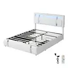 Levede Double Bed Frame With Adjustable Headboard White