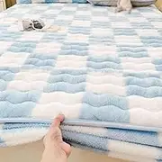 Bed Sheets Deep Pockets Queen Size,Solid Color Plush Thicken Quilted Mattress Cover, Warm Soft Crystal Velvet Bed Fitted Sheet (Color : Color A, Size : 180 * 200cm)