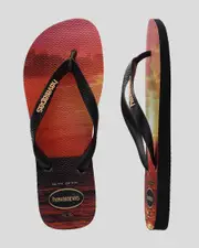 [Havaianas] Havaianas Men's Top Hype Flip Flops Slippers in Black/Peach Size 39/40 39/40 Black/Peach