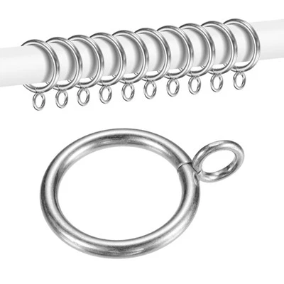 10-Pack Curtain Ring with Eyelet 1 Inch ID Fits Up to 3/4 Inch Rod [Silver ]