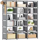 Extra Large 18 Cube Storage Organizer Bookshelf - Tall Bookcase Shelf in Grey