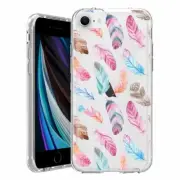 For Apple iPhone SE 3rd 2nd Gen TPU Case Cover+Glass(Color Feathers)