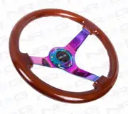 NRG Steering Wheel Classic Wood Grain 350mm & Neochrome Spoke 3" Deep Dish (for: Volkswagen)