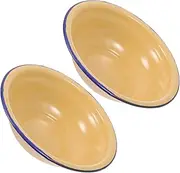 ELAYARD 2Pcs Vintage Soup Plates Thickened Retro Basins for Household Use Curling Design and Practical Tableware Present for Friends and Family