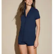NEW COSABELLA Navy Bella Short Sleeve Button Front Top Size S