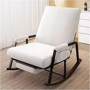 Modern Rocking Chair Nursery Glider,Comfy Rocker Nursery Chair with Foot Rest,Accent Reading Chair with Pocket,Upholstered Lounge Chair for Relaxing(Cream,Without Pedal)