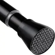 Black Spring Tension Curtain Rod 28-52 Inches, 7/8" Diameter Adjustable Shower Curtain Rod No Drill, Anti-slip Heavy Duty Spring Curtain Rod for Windows Bathroom Kitchen Closet Doorway
