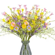 Artificial Spring Flowers 12 Pack Floral Picks 17” Tall Forsythia Stems with ...