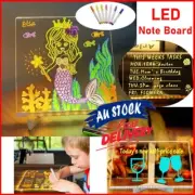 Acrylic Note Board LED Night Light UP Message Board Whiteboard +7 Pen Table Lamp
