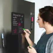Magnetic Black Dry Erase Board for Fridge: with Bright Neon Chalk Markers - 12x8