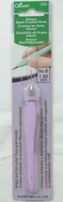 Clover Amour Crochet Hook, Easy Grip Handle, No. 6, 1.00mm #1223 TRACKED POST