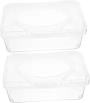 CONGARTENO 2Pcs Wipe Dispenser with Lid Refillable Storage Box for Nursery Wipe Holder for Easy One Handed Use for Home and Travel