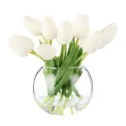 Rogue Tulip Bunch Sphere Vase - White