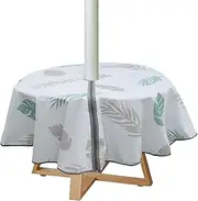 Round Tablecloths with Zip for Umbrella, Adjustable Tablecloth with Hole, Washable 60 Inch Round Tablecloth - Table Protector, Rainproof Table Cover with Zip for