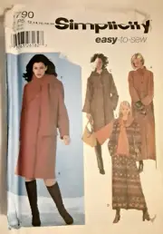 Simplicity Pattern 5790 Misses' Lined Coat & Scarf Sewing Craft Project (H)