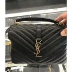 二手 YSL SAINT LAURENT COLLEGE 黑色 復古金鍊 羊皮學院包 428056