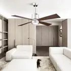 Electric Ceiling Fan 4 Blade Cooling LED Light Remote Control Nickel Flush Mount