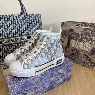 【King女王代購】DIOR 迪奧b23網紗高幫休閑鞋情侶款21年潮流新款透氣系帶板鞋男女同款