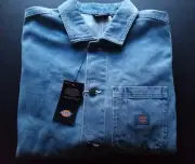 Dickies Denim Light Blue Wash Jean Work Casual Chore Coat Jacket
