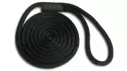 Solid Braid Nylon Dock Line - 5/8" x 50' Floats / Fade Proof - USA MADE - BLACK