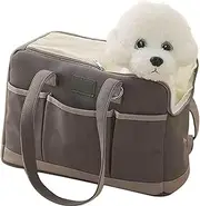Pet Travel Handbag Dog Carrier Purse Small Animal Purse Puppy Bag Comfortable Canvas Portable Shoulder Bag Dog Satchel for Small Dogs Cats to Outdoor Travel,Grey