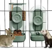 Lemtrflo Hanging Automatic Food Water Dispenser,Gravity Rabbit Feeder Water Dispenser Set,Cage Cat Water Dispenser,Food Bowl for Bunny Guinea Pig Ferret Water Dispenser (Cage Grid Spacing Over 1.2'')