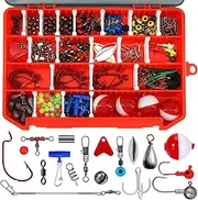 263pcs Fishing Accessories Kit Fishing Tackle Kit Swivels Hooks Split Shots Fishing Gear for Saltwater and Freshwater