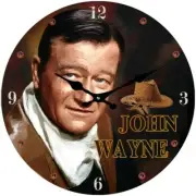 30 CM JOHN WAYNE GLASS WALL CLOCK COLLECTABLE MAN CAVE GARAGE SHED