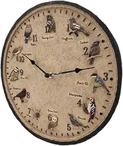 Outdoor Clock - Bird Clocks Wall Clocks Clock with Thermometer - 12in Wall Clock Battery Operated Retro Innovative for Living Room Kitchen Decor Bathroom Farmhouse Cabin Pewell