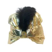 Golden Color Arab Style Hat Carnivals Feather Hat for Adult Halloween Party