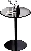 18.9''/ 23.6'' Round Cocktail Bar Table with Metal Base, Small Sofa End Table Bedside Table, Metal Bar Height Table for Living Room Dining Room Cocktail Pub Counter(48x62cm)