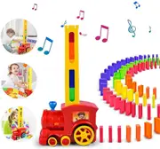 Domino train play set Domino rally electric train with lights and sounds Educational and stackable building blocks for children