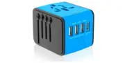 Travel Adapter Universal Worldwide Power USB Type C Plugs AC Outlet Charger Blue