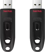 SanDisk 64GB 2-Pack Ultra USB 3.0 Flash Drive (2x64GB)-SDCZ48-064G-GAM462, BLACK