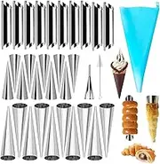 Pastry Molds, Stainless Steel Croissant Mold Kit, Non-Stick Cone Shaped and Tubular Shaped Baking Molds for Danish Pastry Lady Lock Form, Cream Roll, Croissant Borato