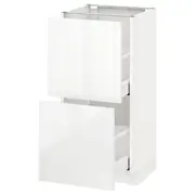METOD base cabinet with 2 drawers, white Maximera/Ringhult white, 40x37x80 cm