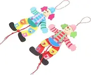 Exquisite Craftsmanship 2pcs String Marionette Puppets Clown Theme Interactive Plaything for Boys and Girls Family Random