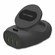 3 USB Ports Qi Wireless Charger Folding Holder Fast Charging Charger for Samsung S8 S9 Note 8 BLACK COLOR