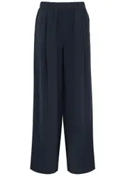 Eileen Fisher Wide-leg Silk-satin Trousers - Dark Blue - S (UK 10-12 / M) S (UK 10-12 / M)