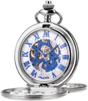 Classic Pocket Watch Retro Dial with Roman Numerals Steampunk Skeleton Mechanica