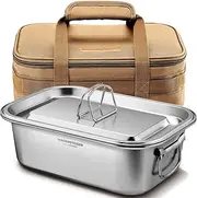 WAGENSTEIGER Large Stainless Steel Camping Pot & Carrying Bag Set 4.5L/1.2Gal | Square Metal Pot & Organizer Bag for Outdoor Cooking; Water-Proof Storage Organizer, Food Storage Container, Cooler Bag