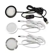 USB Power 5V3W LED Desk Lamp Round Base LED Under Cabinet Puck Light