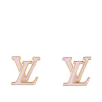 在飛比找蝦皮商城優惠-LV LV ICONIC LOGO 金屬及琺瑯針式耳環(粉色