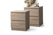 Oikiture Bedside Tables Set of 2 Nightstand Wood