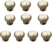 Set of 10 NUZAMAS Ceramic Crackle Knobs and Pulls for Cabinets, Dressers, Wardrobe and Drawers, Kitchen, Bedroom, Bathroom Vanity Handles 37mm