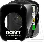 ESACMOT Don't Touch Pattern Case Compatible with Garmin Edge 840 + [2 Pack] Screen Protector Tempered Glass, Shockproof Case Cover for Garmin Edge 540 (2.6 inch)