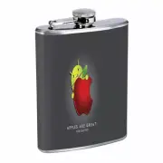 Eat Apples Em1 Flask 8oz Stainless Steel Hip Drinking Whiskey