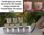 Set of 12 Candle Glass Jars Empty for DIY Candle Making Unique Wooden Lid Bulk