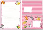 Writing Paper Set Letter Pad with Envelope for Girls Children Motif Animals Llama Sloth Letter Paper Pad Lined (A5 Pad with 25 Sheets + 15 Envelopes)