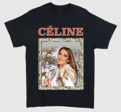 Vtg Celine Dion Short Sleeve Cotton Black Full Size Men Women Shirt